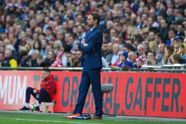 LONDON, ENGLAND - Sunday, March 26, 2017: England's manager Gareth Southgate during the 2018 FIFA World Cup Qualifying Group F match against Lithuania at Wembley Stadium. (Pic by Lexie Lin/Propaganda)