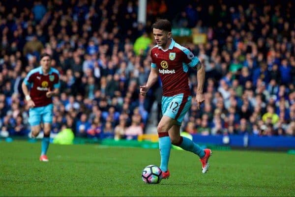 LIVERPOOL, ENGLAND - Saturday, April 15, 2017: Burnley's Robbie Brady in action against Everton during the FA Premier League match at Goodison Park. (Pic by David Rawcliffe/Propaganda)