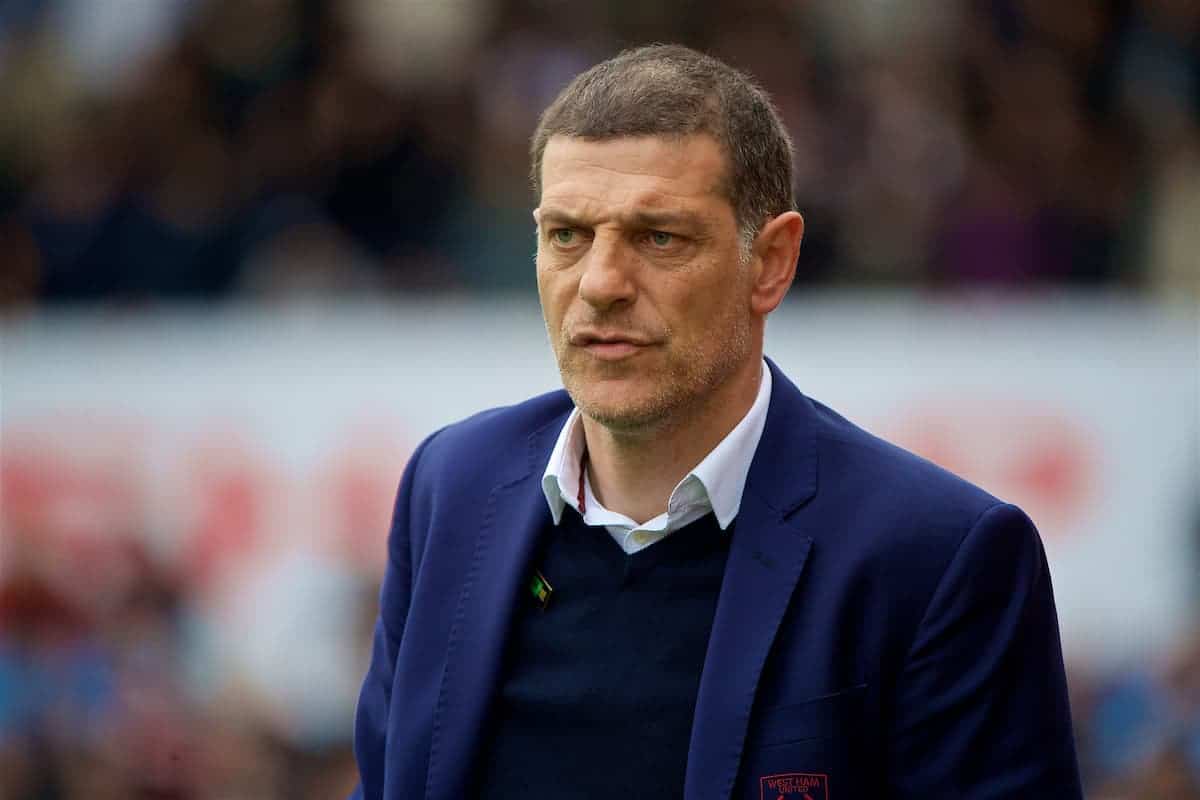 STOKE-ON-TRENT, ENGLAND - Saturday, April 29, 2017: West Ham United's manager Slaven Bilic reacts during the FA Premier League match against Stoke City at the Bet365 Stadium. (Pic by David Rawcliffe/Propaganda)