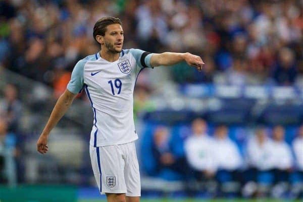 PARIS, FRANCE - Tuesday, June 13, 2017: England's Adam Lallana in action against France during an international friendly match at the Stade de France. (Pic by David Rawcliffe/Propaganda)