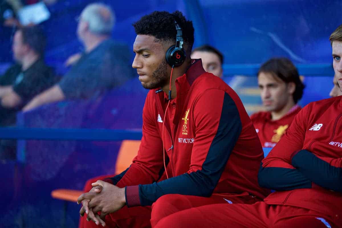 BIRKENHEAD, ENGLAND - Wednesday, July 12, 2017: Liverpool's Joe Gomez, wearing Beats headphones, before a preseason friendly match against Tranmere Rovers at Prenton Park. (Pic by David Rawcliffe/Propaganda)