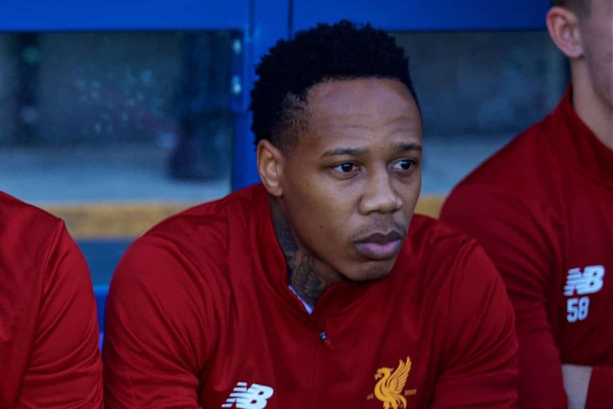 BIRKENHEAD, ENGLAND - Wednesday, July 12, 2017: Liverpool's substitutes Lazar Markovic, Pedro Chirivella and Nathaniel Clyne before a preseason friendly match at Prenton Park. (Pic by David Rawcliffe/Propaganda)