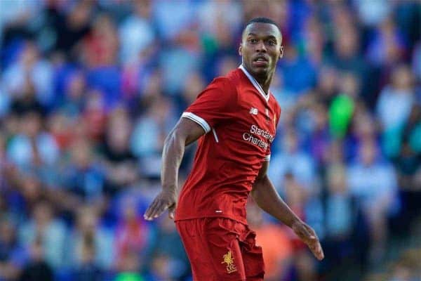 BIRKENHEAD, ENGLAND - Wednesday, July 12, 2017: Liverpool's Daniel Sturridge in action against Tranmere Rovers during a preseason friendly match at Prenton Park. (Pic by David Rawcliffe/Propaganda)