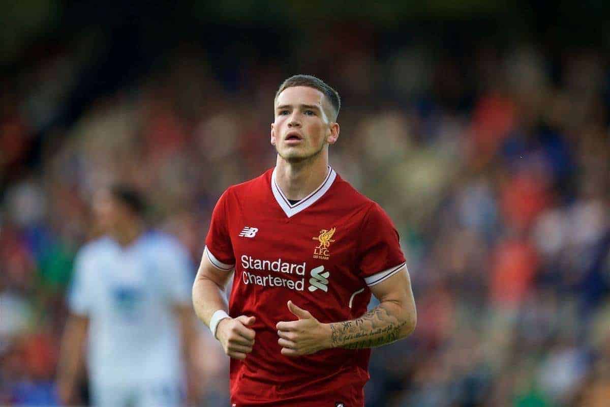 BIRKENHEAD, ENGLAND - Wednesday, July 12, 2017: Liverpool's Ryan Kent in action against Tranmere Rovers during a preseason friendly match at Prenton Park. (Pic by David Rawcliffe/Propaganda)