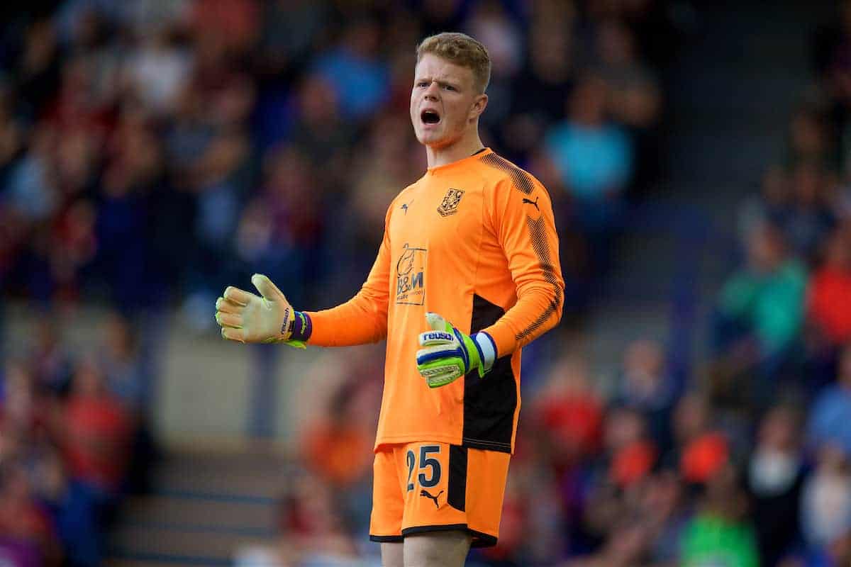 BIRKENHEAD, ENGLAND - Wednesday, July 12, 2017: Tranmere Rovers' goalkeeper Luke Piling during a preseason friendly match against Liverpool at Prenton Park. (Pic by David Rawcliffe/Propaganda)