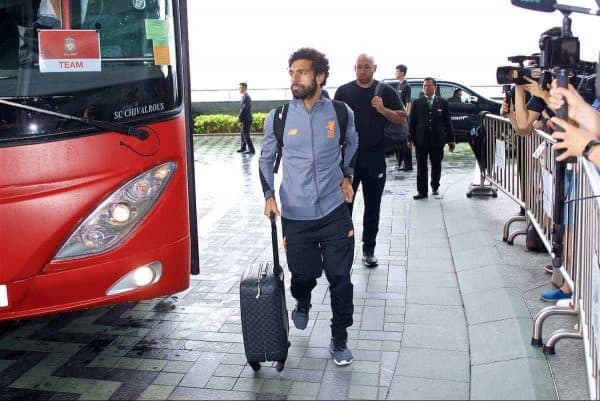 HONG KONG, CHINA - Monday, July 17, 2017: Liverpool's Mohamed Salah arrives at the Ritz-Carlton Hotel in Kowloon, Hong Kong, ahead of the Premier League Asia Trophy 2017. (Pic by David Rawcliffe/Propaganda)