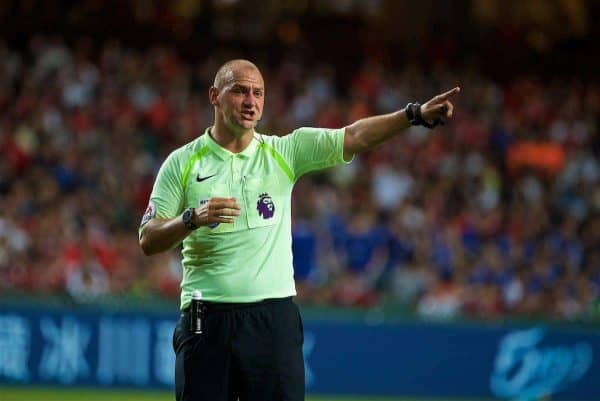 HONG KONG, CHINA - Saturday, July 22, 2017: Referee Bobby Madley during the Premier League Asia Trophy final match between Liverpool and Leicester City at the Hong Kong International Stadium. (Pic by David Rawcliffe/Propaganda)