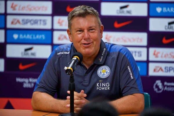 HONG KONG, CHINA - Saturday, July 22, 2017: Leicester City's manager Craig Shakespear during a post-match press conference after the Premier League Asia Trophy final match between Liverpool and Leicester City at the Hong Kong International Stadium. (Pic by David Rawcliffe/Propaganda)