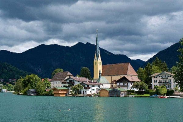 ROTTACH-EGERN, GERMANY - Wednesday, July 26, 2017: Two elderly swimmers in Lake Tegernsee in Rottach-Egern, the base for Liverpool's preseason training camp in Germany. (Pic by David Rawcliffe/Propaganda)