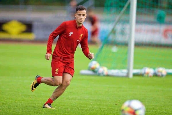 ROTTACH-EGERN, GERMANY - Friday, July 28, 2017: Liverpool's Philippe Coutinho Correia during a training session at FC Rottach-Egern on day three of the preseason training camp in Germany. (Pic by David Rawcliffe/Propaganda)