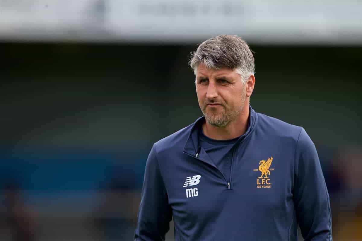 NUNEATON, ENGLAND - Saturday, July 29, 2017: Liverpool's Under 23's Coach Mike Garrity during a pre-season friendly between Liverpool and Coventry City at the Liberty Way Stadium. (Pic by Paul Greenwood/Propaganda)