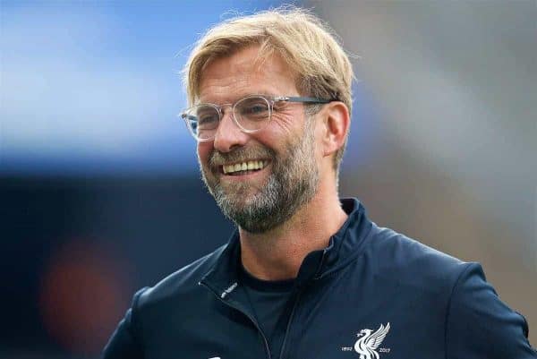 BERLIN, GERMANY - Saturday, July 29, 2017: Liverpool's manager Jürgen Klopp before a preseason friendly match celebrating 125 years of football for Liverpool and Hertha BSC Berlin at the Olympic Stadium. (Pic by David Rawcliffe/Propaganda)