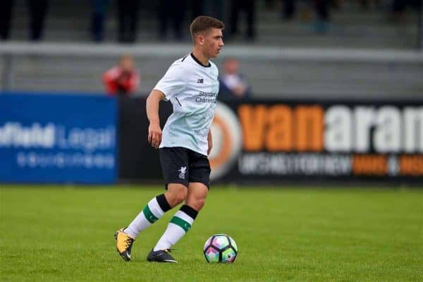 NUNEATON, ENGLAND - Saturday, July 29, 2017: Liverpool's Cameron Brannagan during a pre-season friendly between Liverpool and Coventry City at the Liberty Way Stadium. (Pic by Paul Greenwood/Propaganda)