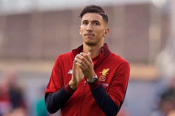 DUBLIN, REPUBLIC OF IRELAND - Saturday, August 5, 2017: Liverpool's Marko Grujic applauds the supporters after a preseason friendly match between Athletic Club Bilbao and Liverpool at the Aviva Stadium. (Pic by David Rawcliffe/Propaganda)