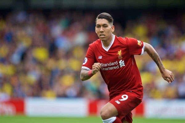 WATFORD, ENGLAND - Saturday, August 12, 2017: Liverpool's Roberto Firmino during the FA Premier League match between Watford and Liverpool at Vicarage Road. (Pic by David Rawcliffe/Propaganda)