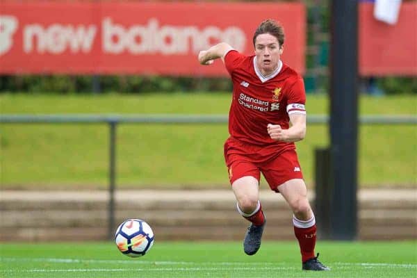 KIRKBY, ENGLAND - Saturday, August 19, 2017: Liverpool's captain Liam Coyle during an Under-18 FA Premier League match between Liverpool and Blackburn Rovers at the Kirkby Academy. (Pic by David Rawcliffe/Propaganda)