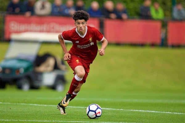 KIRKBY, ENGLAND - Saturday, August 19, 2017: Liverpool's Curtis Jones during an Under-18 FA Premier League match between Liverpool and Blackburn Rovers at the Kirkby Academy. (Pic by David Rawcliffe/Propaganda)