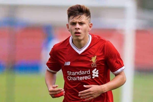 KIRKBY, ENGLAND - Saturday, August 19, 2017: Liverpool's Adam Lewis during an Under-18 FA Premier League match between Liverpool and Blackburn Rovers at the Kirkby Academy. (Pic by David Rawcliffe/Propaganda)