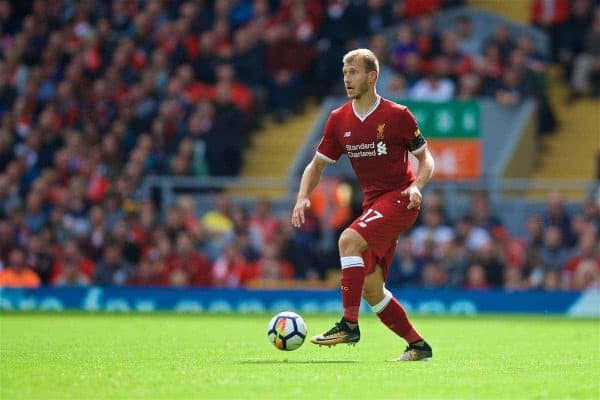LIVERPOOL, ENGLAND - Saturday, August 19, 2017: Liverpool's Ragnar Klavan during the FA Premier League match between Liverpool and Crystal Palace at Anfield. (Pic by David Rawcliffe/Propaganda)