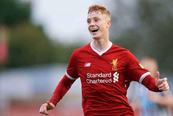 KIRKBY, ENGLAND - Friday, August 25, 2017: Liverpool's Glen McAuley during an Under-18 FA Premier League match between Liverpool and Newcastle United at the Kirkby Academy. (Pic by David Rawcliffe/Propaganda)