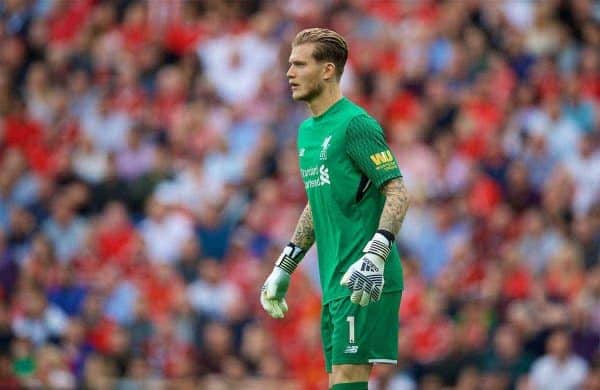 LIVERPOOL, ENGLAND - Sunday, August 27, 2017: Liverpool's goalkeeper Loris Karius during the FA Premier League match between Liverpool and Arsenal at Anfield. (Pic by David Rawcliffe/Propaganda)