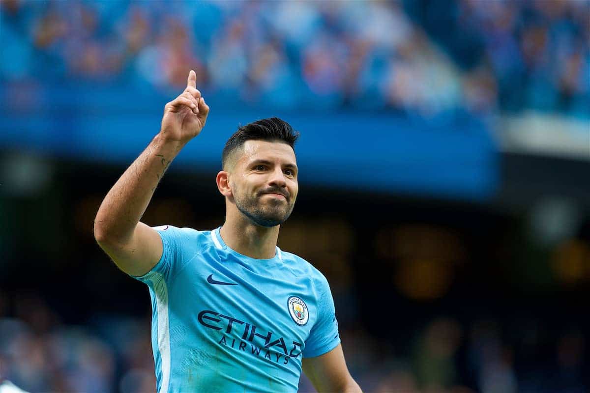 MANCHESTER, ENGLAND - Saturday, September 9, 2017: Manchester City's Sergio Aguero during the FA Premier League match between Manchester City and Liverpool at the City of Manchester Stadium. (Pic by David Rawcliffe/Propaganda)