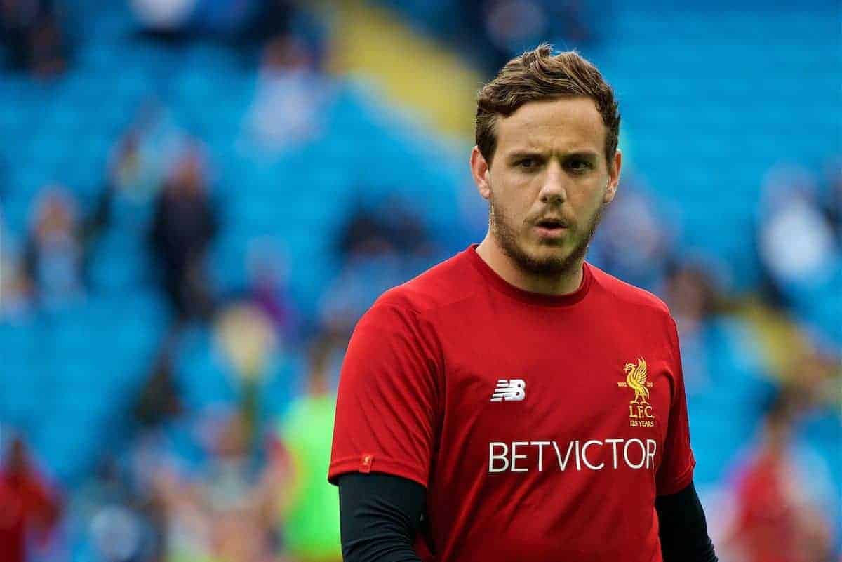 MANCHESTER, ENGLAND - Saturday, September 9, 2017: Liverpool's goalkeeper Danny Ward warms-up before the FA Premier League match between Manchester City and Liverpool at the City of Manchester Stadium. (Pic by Don Jackson-Wyatt/Propaganda)