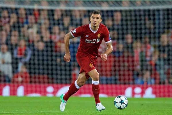 LIVERPOOL, ENGLAND - Wednesday, September 13, 2017: Liverpool's Dejan Lovren during the UEFA Champions League Group E match between Liverpool and Sevilla at Anfield. (Pic by David Rawcliffe/Propaganda)