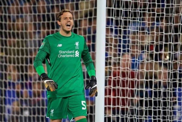 LEICESTER, ENGLAND - Tuesday, September 19, 2017: Liverpool's goalkeeper Danny Ward during the Football League Cup 3rd Round match between Leicester City and Liverpool at the King Power Stadium. (Pic by David Rawcliffe/Propaganda)