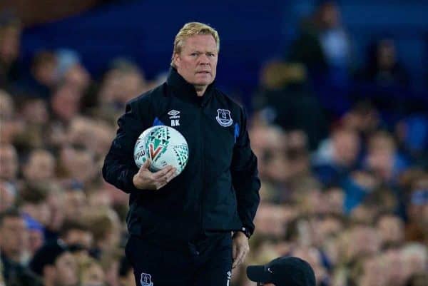 LIVERPOOL, ENGLAND - Wednesday, September 20, 2017: Everton's manager Ronald Koeman during the Football League Cup 3rd Round match between Everton and Sunderland at Goodison Park. (Pic by David Rawcliffe/Propaganda)