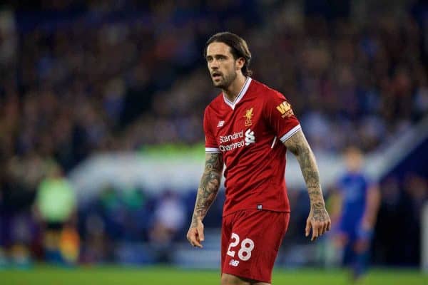 LEICESTER, ENGLAND - Tuesday, September 19, 2017: Liverpool's Danny Ings during the Football League Cup 3rd Round match between Leicester City and Liverpool at the King Power Stadium. (Pic by David Rawcliffe/Propaganda)