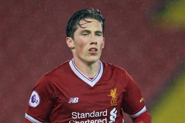 LIVERPOOL, ENGLAND - Friday, September 22, 2017: Liverpool's Harry Wilson during the Under-23 FA Premier League 2 Division 1 match between Liverpool and Tottenham Hotspur at Anfield. (Pic by David Rawcliffe/Propaganda)