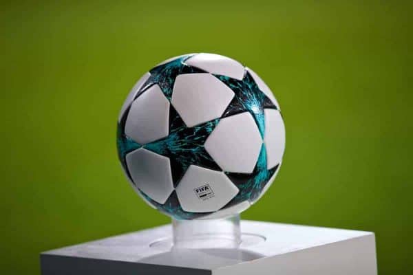 MARIBOR, SLOVENIA - Tuesday, October 17, 2017: An adidas match ball on a plinth before the UEFA Champions League Group E match between NK Maribor and Liverpool at the Stadion Ljudski vrt. (Pic by David Rawcliffe/Propaganda)