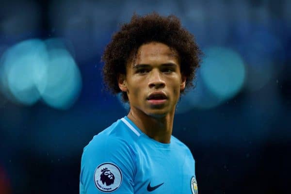 MANCHESTER, ENGLAND - Saturday, October 21, 2017: Manchester Cityís Leroy Sane during the FA Premier League match between Manchester City and Burnley at the City of Manchester Stadium. (Pic by Peter Powell/Propaganda)