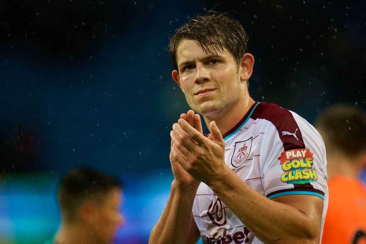 MANCHESTER, ENGLAND - Saturday, October 21, 2017: Burnley's James Tarkowski applauds the supporter after the FA Premier League match between Manchester City and Burnley at the City of Manchester Stadium. (Pic by Peter Powell/Propaganda)