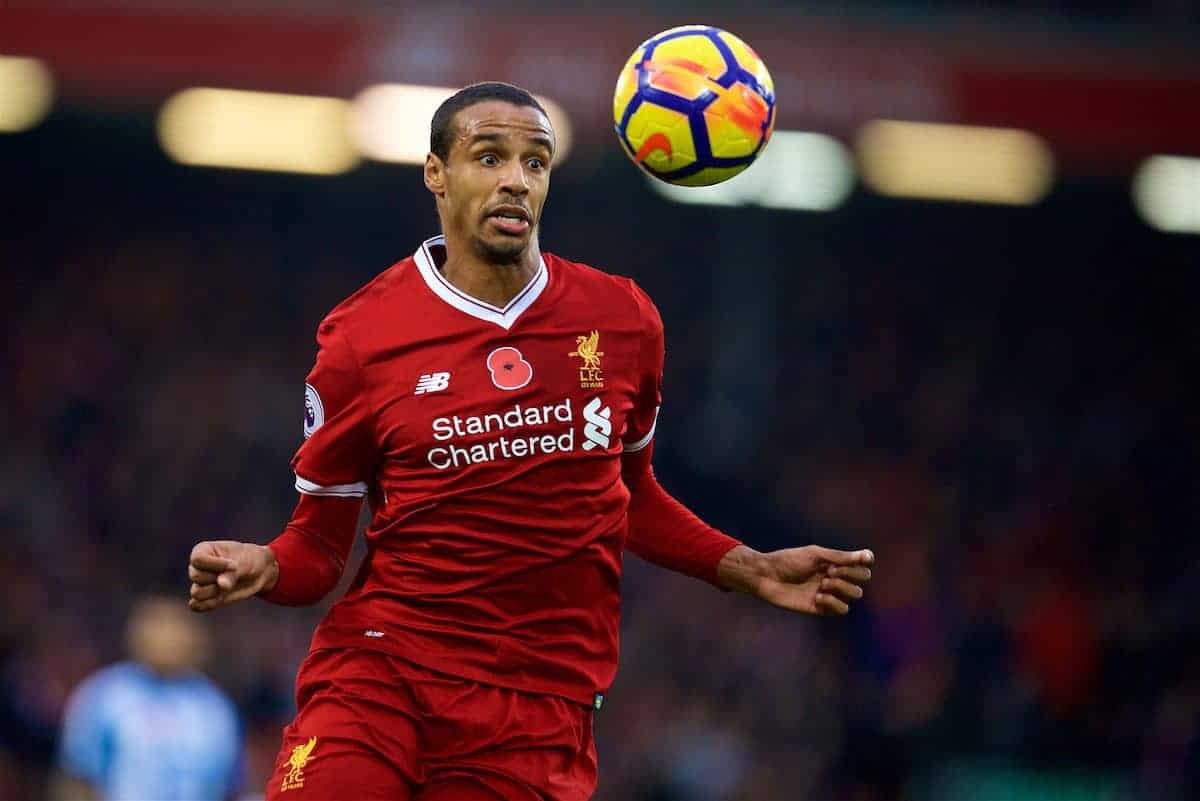 LIVERPOOL, ENGLAND - Saturday, October 28, 2017: Liverpool's Joel Matip during the FA Premier League match between Liverpool and Huddersfield Town at Anfield. (Pic by David Rawcliffe/Propaganda)