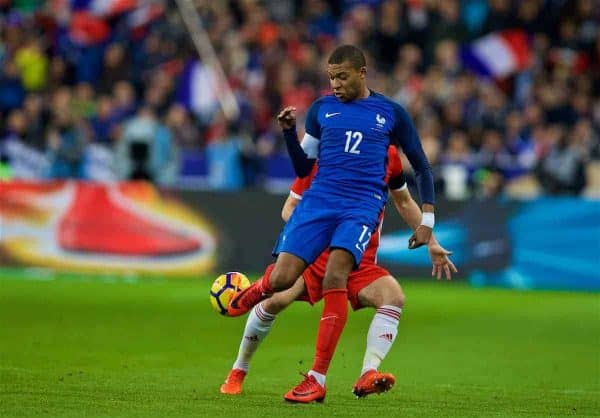 PARIS, FRANCE - Friday, November 10, 2017: France's Kylian Mbappé during the international friendly match between France and Wales at the Stade de France. (Pic by David Rawcliffe/Propaganda)