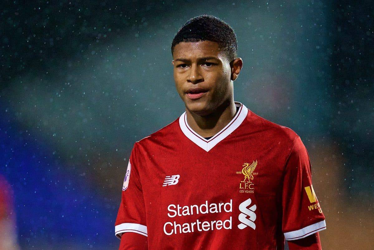 BIRKENHEAD, ENGLAND - Saturday, November 18, 2017: Liverpool's Rhian Brewster during the Under-23 FA Premier League 2 Division 1 match between Liverpool and Everton at Prenton Park. (Pic by David Rawcliffe/Propaganda)