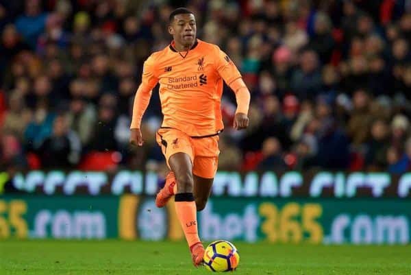 STOKE-ON-TRENT, ENGLAND - Wednesday, November 29, 2017: Liverpool's Georginio Wijnaldum during the FA Premier League match between Stoke City and Liverpool at the Bet365 Stadium. (Pic by David Rawcliffe/Propaganda)