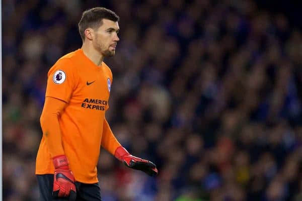 BRIGHTON AND HOVE, ENGLAND - Saturday, December 2, 2017: Brighton & Hove Albion's goalkeeper Mathew Ryan during the FA Premier League match between Brighton & Hove Albion FC and Liverpool FC at the American Express Community Stadium. (Pic by David Rawcliffe/Propaganda)