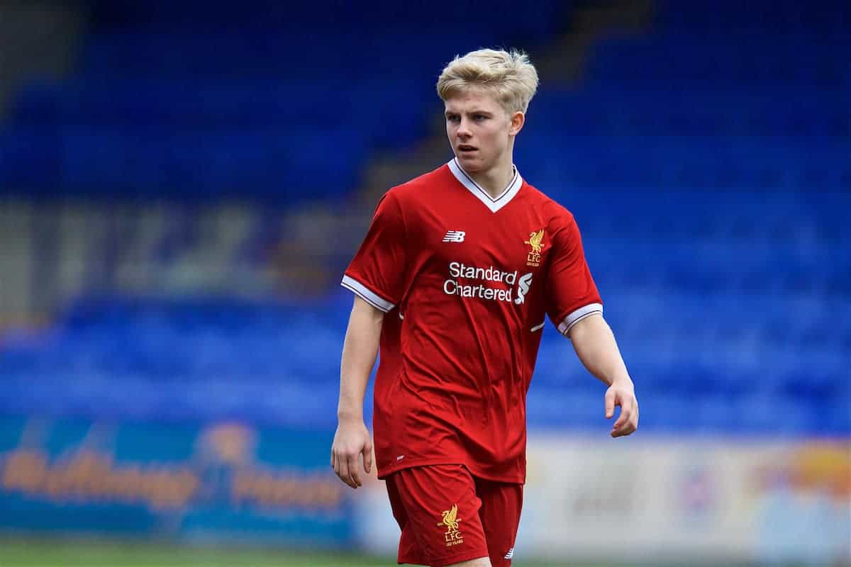 BIRKENHEAD, ENGLAND - Wednesday, December 6, 2017: Liverpool's Edvard Sandvik Tagseth during the UEFA Youth League Group E match between Liverpool FC and FC Spartak Moscow at Prenton Park. (Pic by David Rawcliffe/Propaganda)