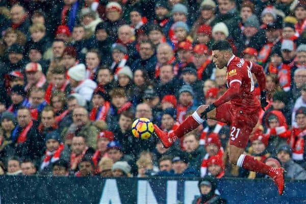 LIVERPOOL, ENGLAND - Sunday, December 10, 2017: Liverpool's Alex Oxlade-Chamberlain during the FA Premier League match between Liverpool and Everton, the 229th Merseyside Derby, at Anfield. (Pic by David Rawcliffe/Propaganda)