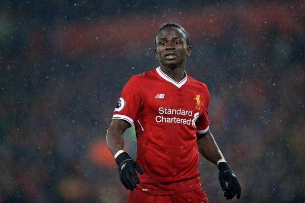 LIVERPOOL, ENGLAND - Sunday, December 10, 2017: Liverpool's Sadio Mane during the FA Premier League match between Liverpool and Everton, the 229th Merseyside Derby, at Anfield. (Pic by David Rawcliffe/Propaganda)