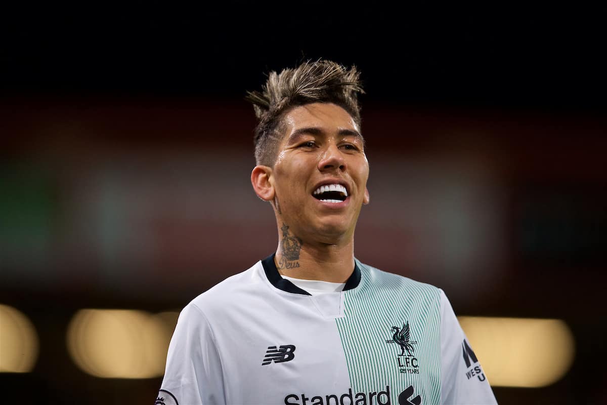 BOURNEMOUTH, ENGLAND - Sunday, December 17, 2017: Liverpool's Roberto Firmino during the FA Premier League match between AFC Bournemouth and Liverpool at the Vitality Stadium. (Pic by David Rawcliffe/Propaganda)