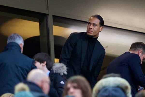 LIVERPOOL, ENGLAND - Saturday, December 30, 2017: Liverpool's new signing Virgil van Dijk, who joined from Southampton for £75m, a world record for a defender, before the FA Premier League match between Liverpool and Leicester City at Anfield. (Pic by David Rawcliffe/Propaganda)