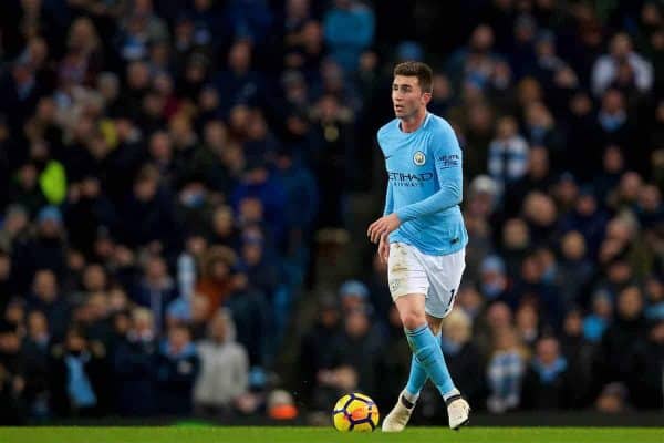 MANCHESTER, ENGLAND - Wednesday, January 31, 2018: Manchester City's Aymeric Laporte during the FA Premier League match between Manchester City FC and West Bromwich Albion FC at the City of Manchester Stadium. (Pic by David Rawcliffe/Propaganda)