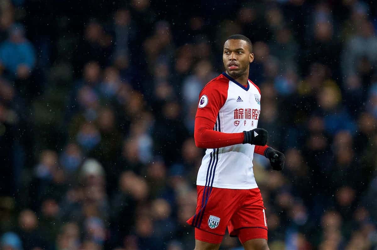 MANCHESTER, ENGLAND - Wednesday, January 31, 2018: West Bromwich Albion's Daniel Sturridge during the FA Premier League match between Manchester City FC and West Bromwich Albion FC at the City of Manchester Stadium. (Pic by David Rawcliffe/Propaganda)