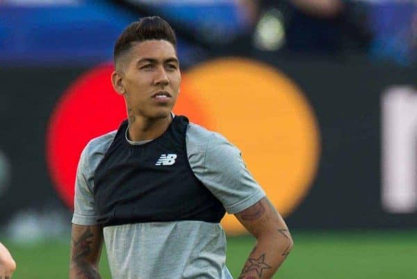 KIEV, UKRAINE - Friday, May 25, 2018: Liverpoolís Roberto Firmino during a training session at the NSC Olimpiyskiy ahead of the UEFA Champions League Final match between Real Madrid CF and Liverpool FC. (Pic by Peter Powell/Propaganda)