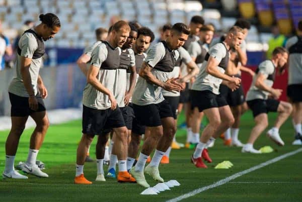 KIEV, UKRAINE - Friday, May 25, 2018: Liverpoolís Roberto Firmino during a training session at the NSC Olimpiyskiy ahead of the UEFA Champions League Final match between Real Madrid CF and Liverpool FC. (Pic by Peter Powell/Propaganda)