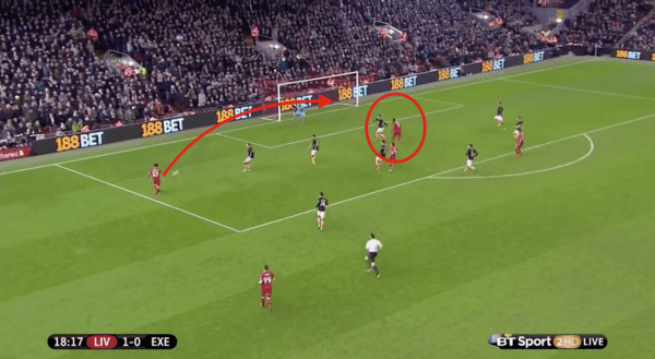 With Allen passing the ball out the Teixeira, Benteke headed straight to the far post...